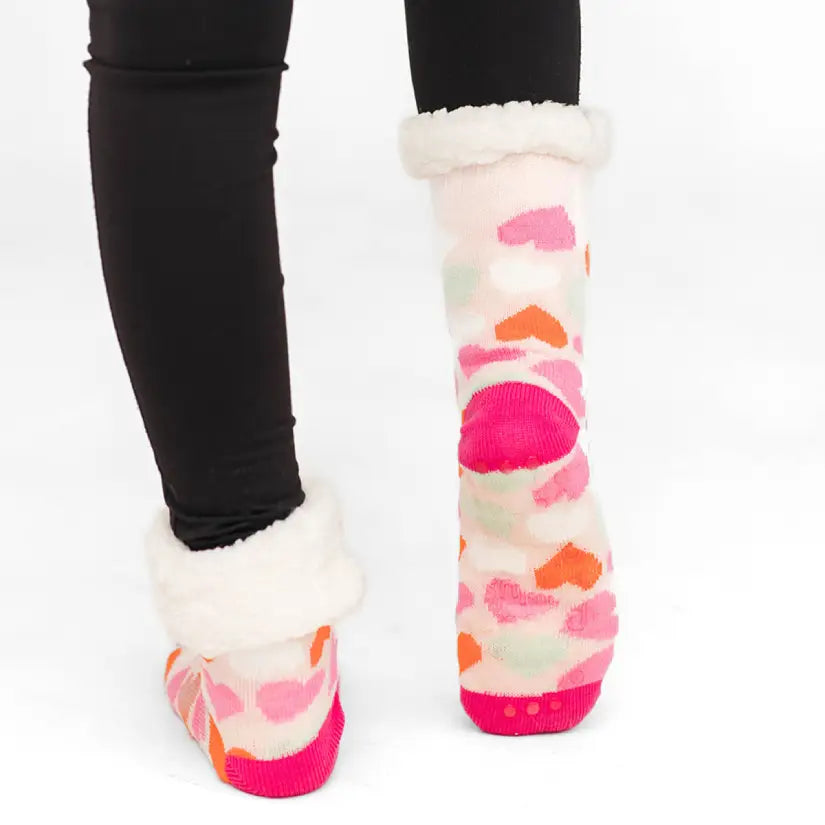 Candyheart Peach - Recycled Slipper Socks