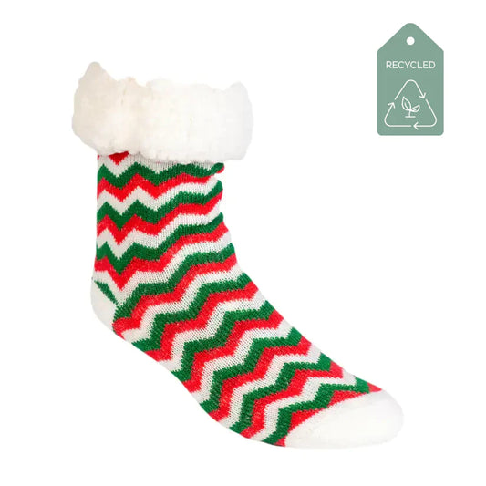 Chevron Christmas Sprinkles - Recycled Slipper Socks