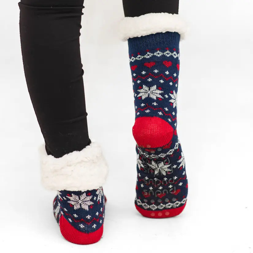 Ugly Sweater Dazzling Blue - Recycled Slipper Socks