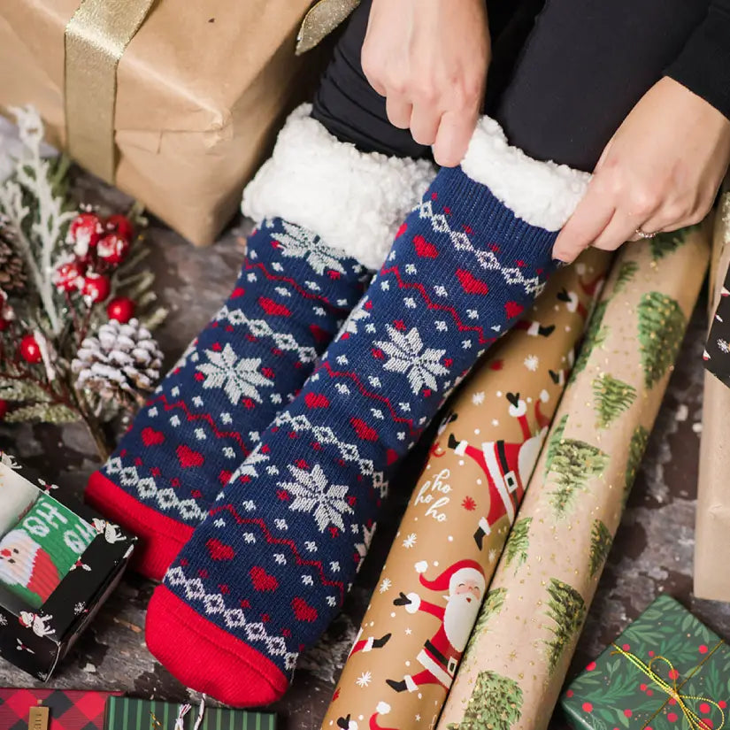 Ugly Sweater Dazzling Blue - Recycled Slipper Socks