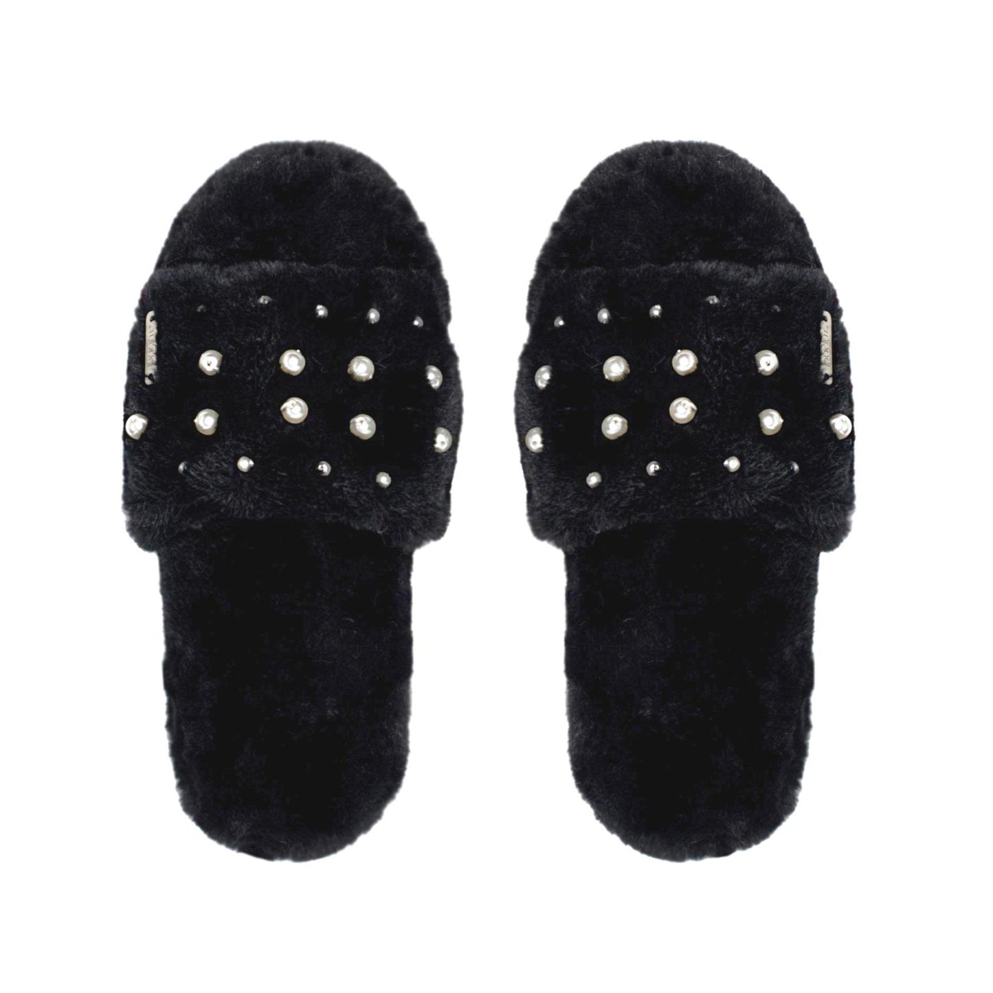 Black Pearl - Faux Fur Pearl Slippers