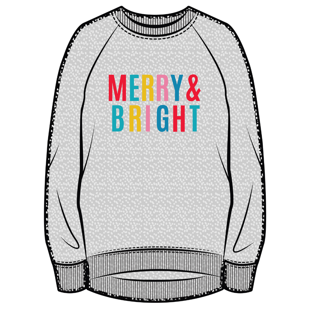 Holiday Sweatshirt | Merry & Bright | Pebble Grey