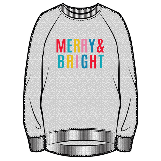 Holiday Sweatshirt | Merry & Bright | Pebble Grey