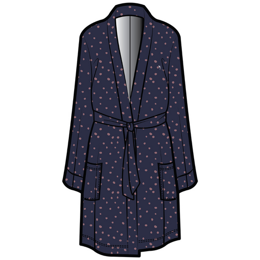 Dahlia Belted Kimono | Blue Sail with Elderberry Dots