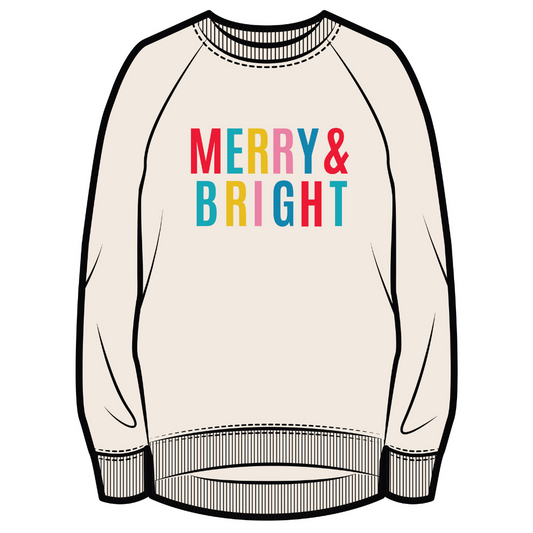 Holiday Sweatshirt | Merry & Bright | Ivory