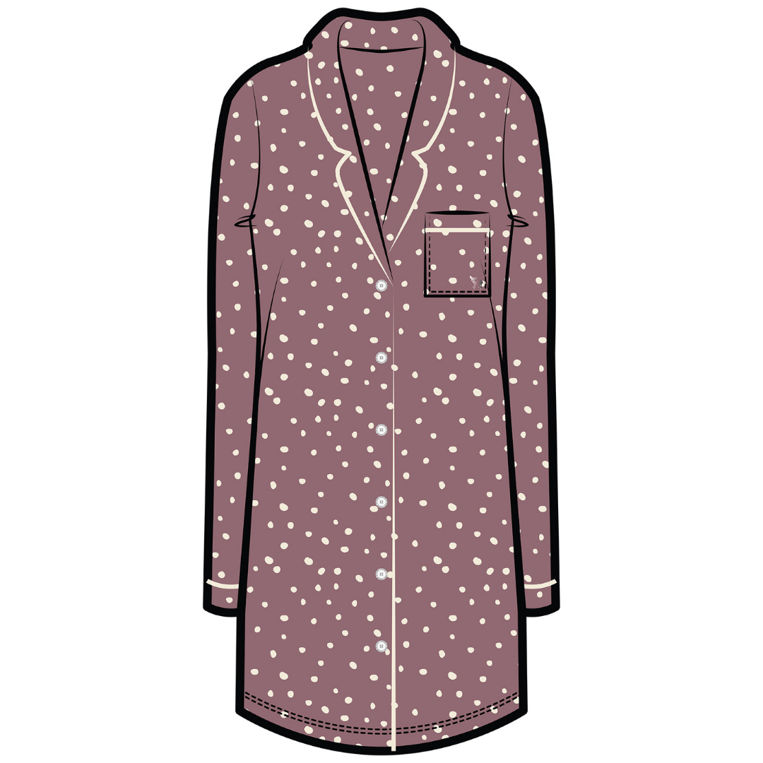 Gracie Sleep Dress | Elderberry with Cloud Dots