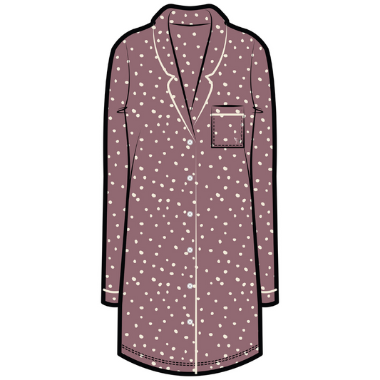 Gracie Sleep Dress | Elderberry with Cloud Dots