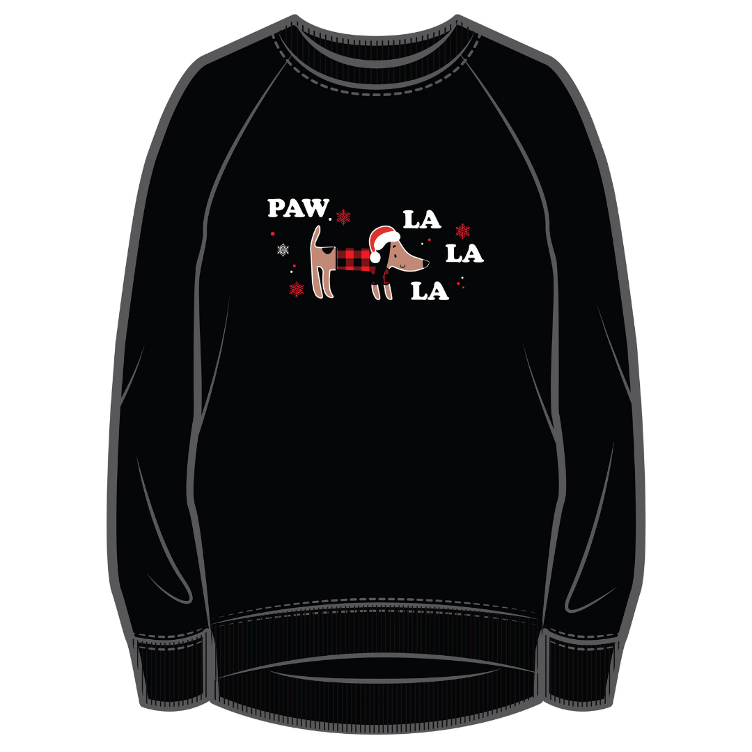 Holiday Sweatshirt | Paw La La La | Black