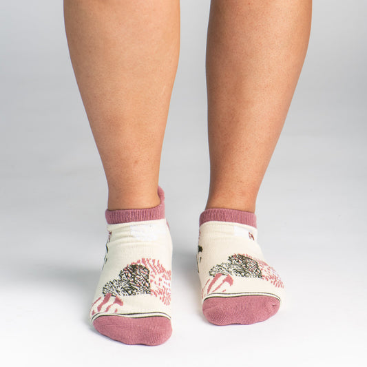 CUSHIONED SOCKS | Comfy Ankle | Wild At Heart Tea Rose