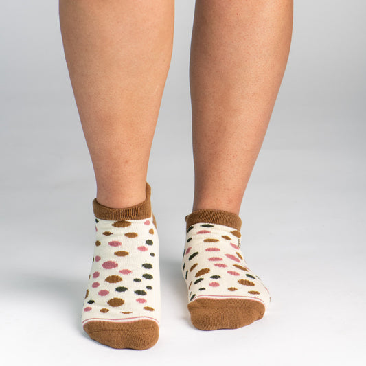 CUSHIONED SOCKS | Comfy Ankle | Polka Dot Toasted Coconut