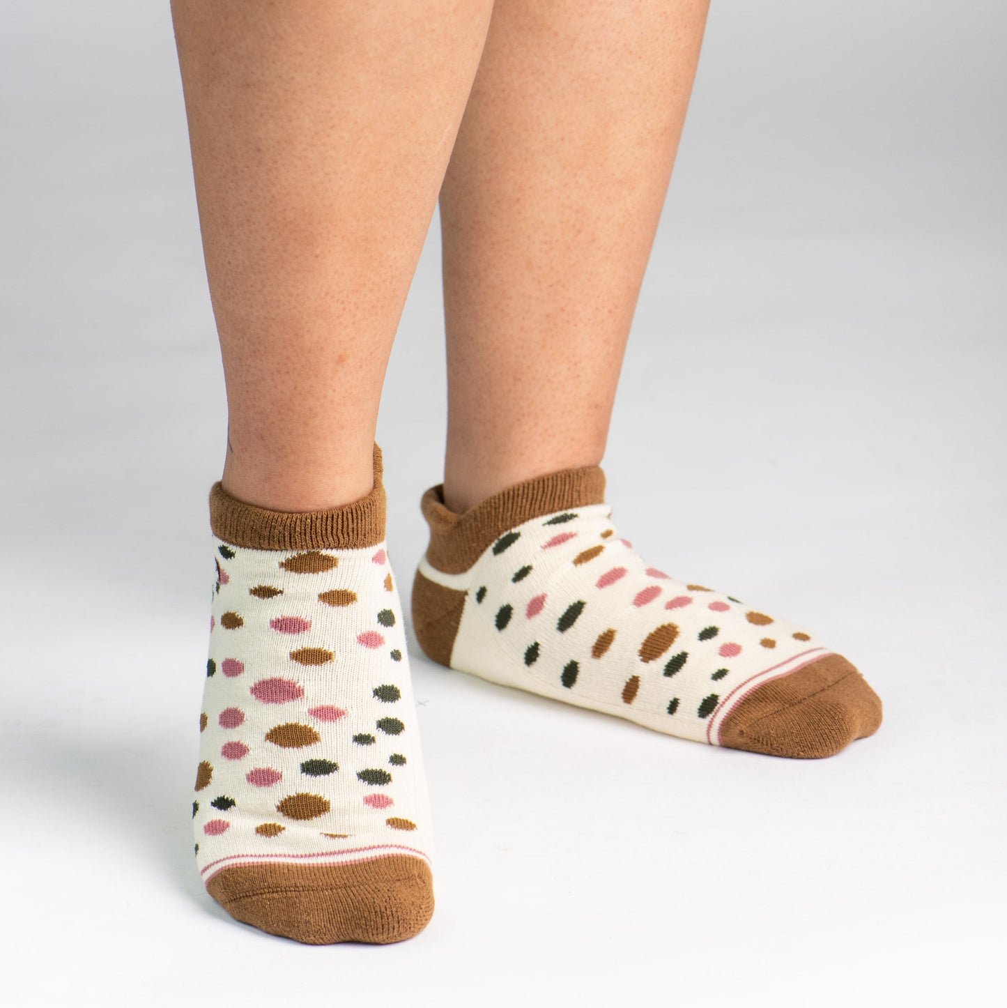 CUSHIONED SOCKS | Comfy Ankle | Polka Dot Toasted Coconut