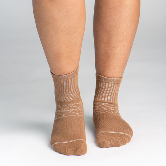 CUSHIONED SOCKS | Comfy Quarter Crew | Toasted Coconut