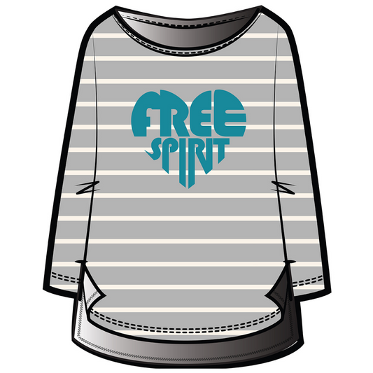 Cara "Free Spirit" Sleep Shirt | Grey Stripes