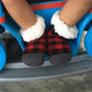 Pudus Cozy Winter Slipper Socks for Toddlers with Non-Slip Grippers and Faux Fur Sherpa Fleece - Baby Boy and Girl Fuzzy Socks (Ages 1-3) Lumberjack Red - Toddler  Slipper Sock