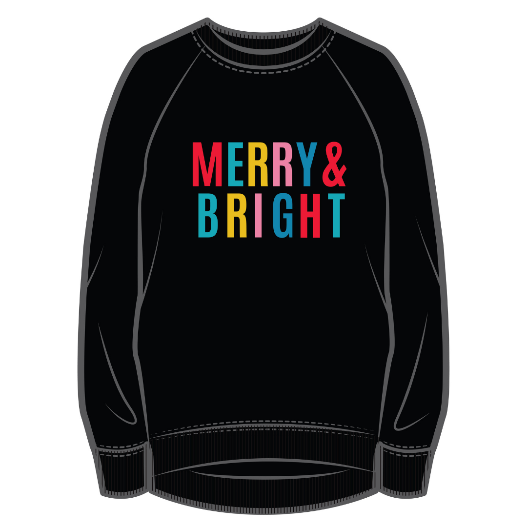 Holiday Sweatshirt | Merry & Bright | Black