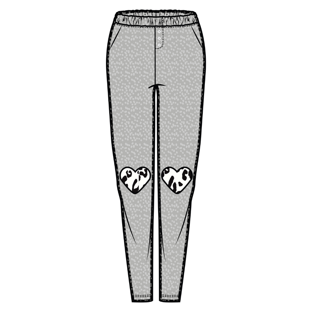 Sienna Sleep Pants | Light Grey Animal Print Patch