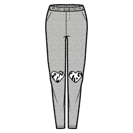 Sienna Sleep Pants | Light Grey Animal Print Patch