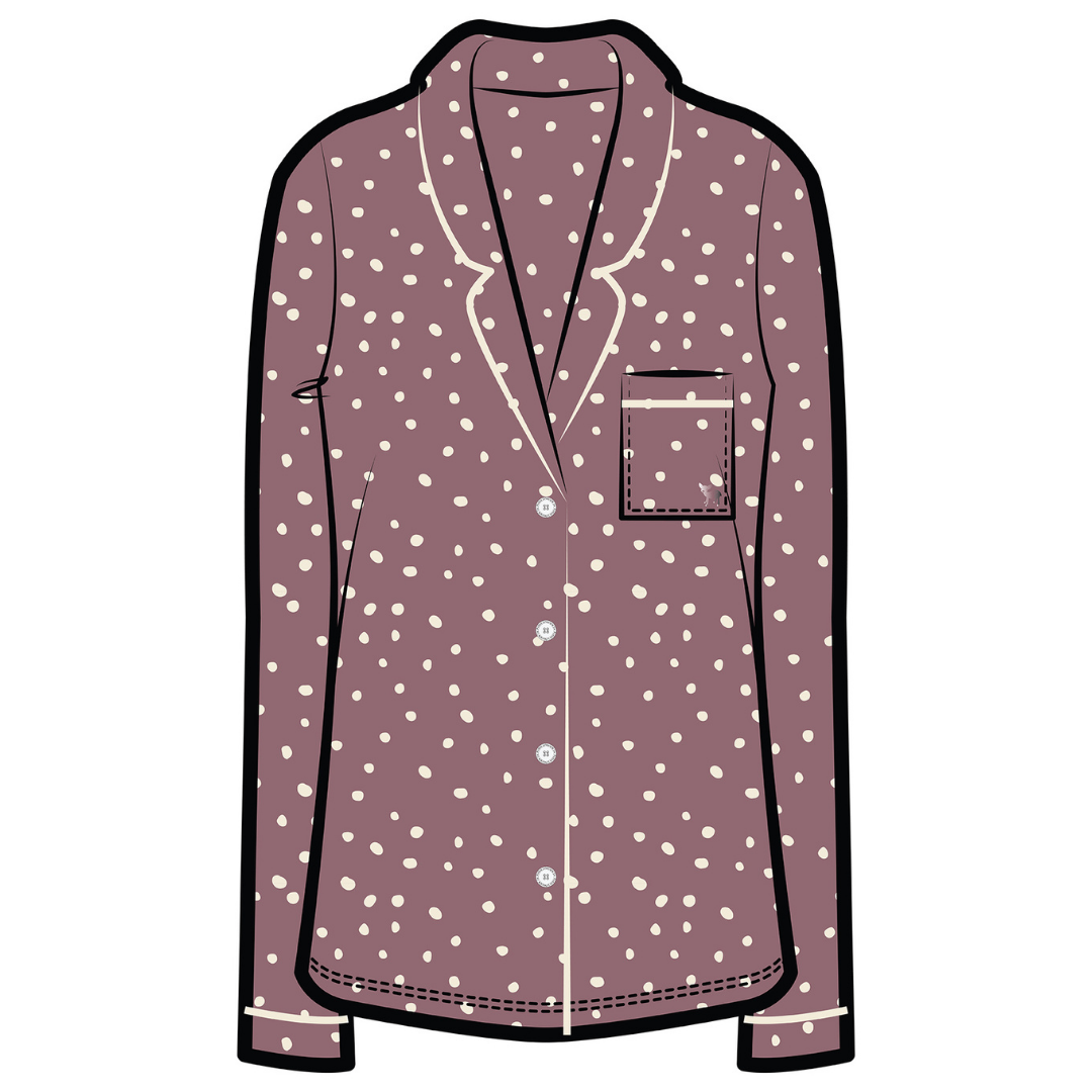 Korrah Pajama Shirt | Elderberry with Cloud Dots