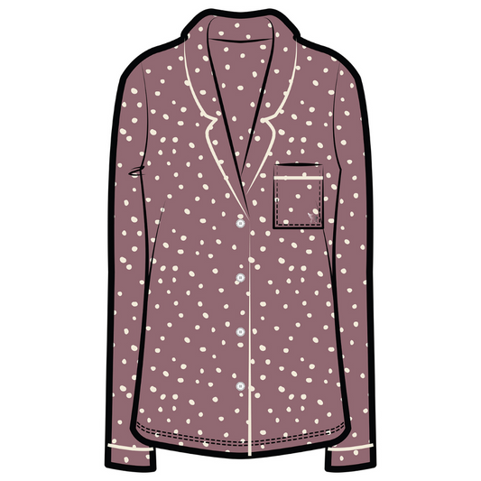 Korrah Pajama Shirt | Elderberry with Cloud Dots