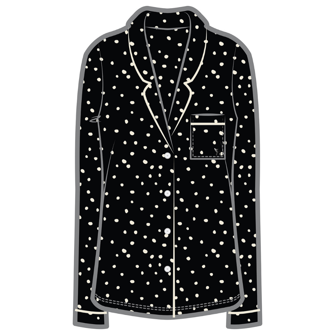 Korrah Pajama Shirt | Black with Cloud Dots