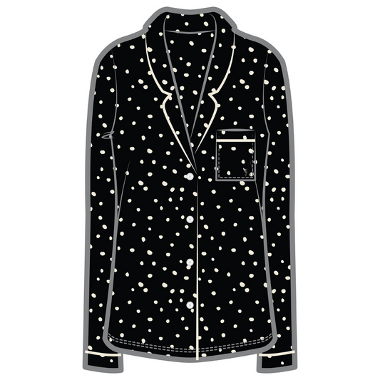 Korrah Pajama Shirt | Black with Cloud Dots