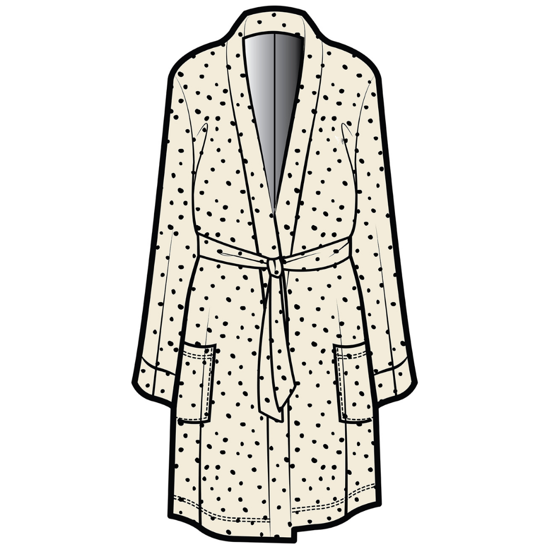 Dahlia Belted Kimono | Cloud with Black Dots
