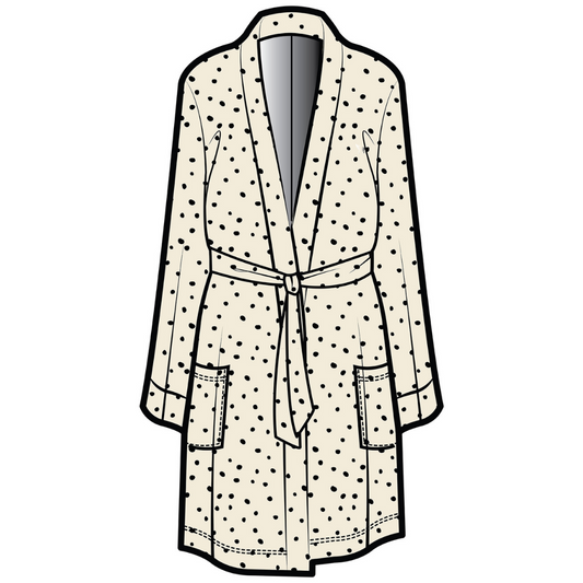 Dahlia Belted Kimono | Cloud with Black Dots