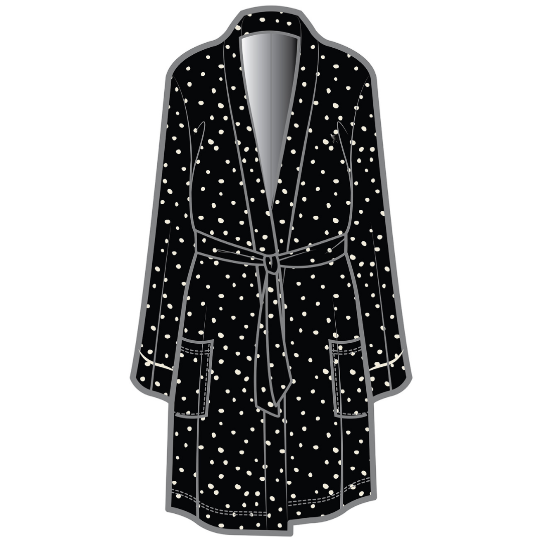 Dahlia Belted Kimono | Black with Cloud Dots