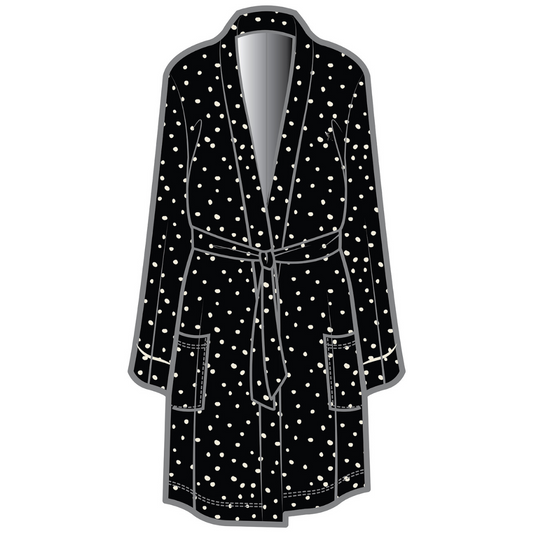 Dahlia Belted Kimono | Black with Cloud Dots