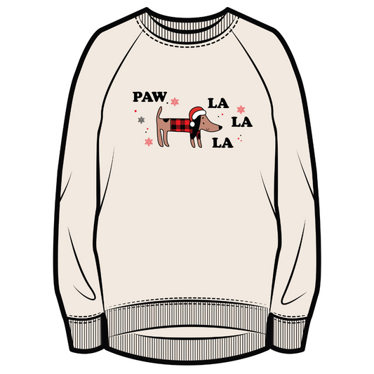 Holiday Sweatshirt | Paw La La La | Ivory