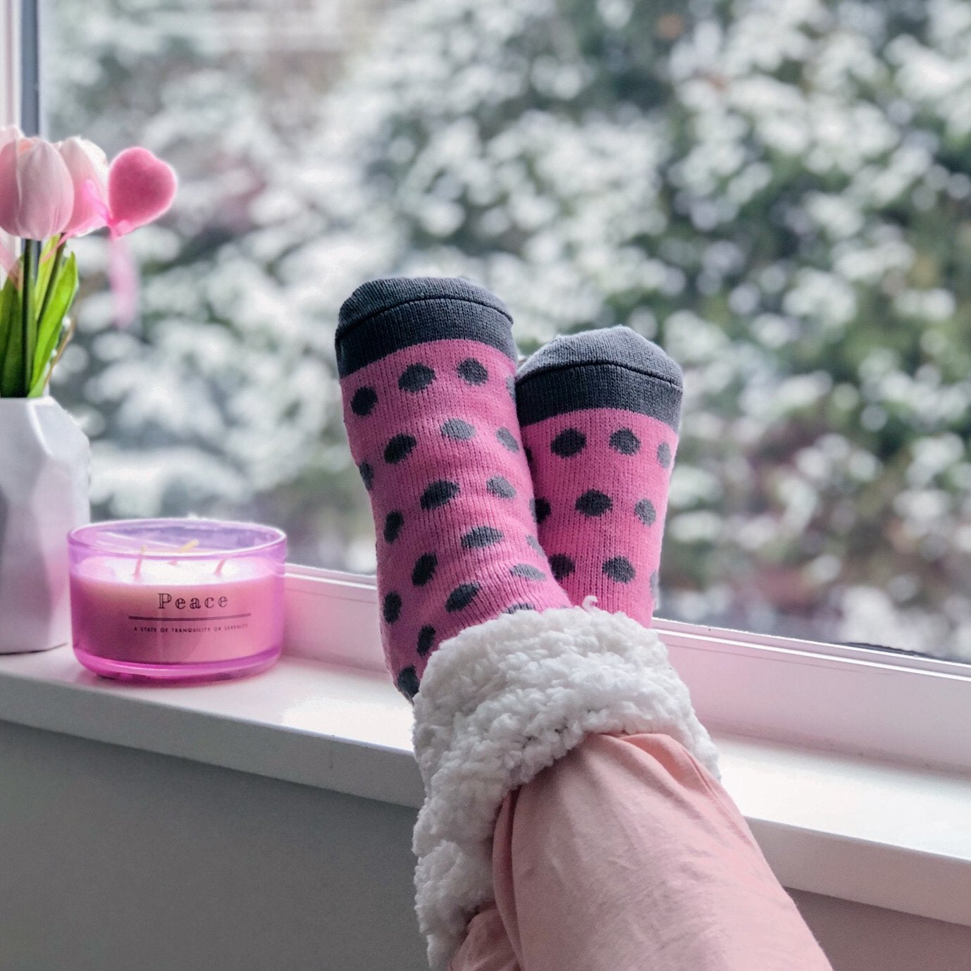 Polka Dot Pink - Classic Slipper Sock