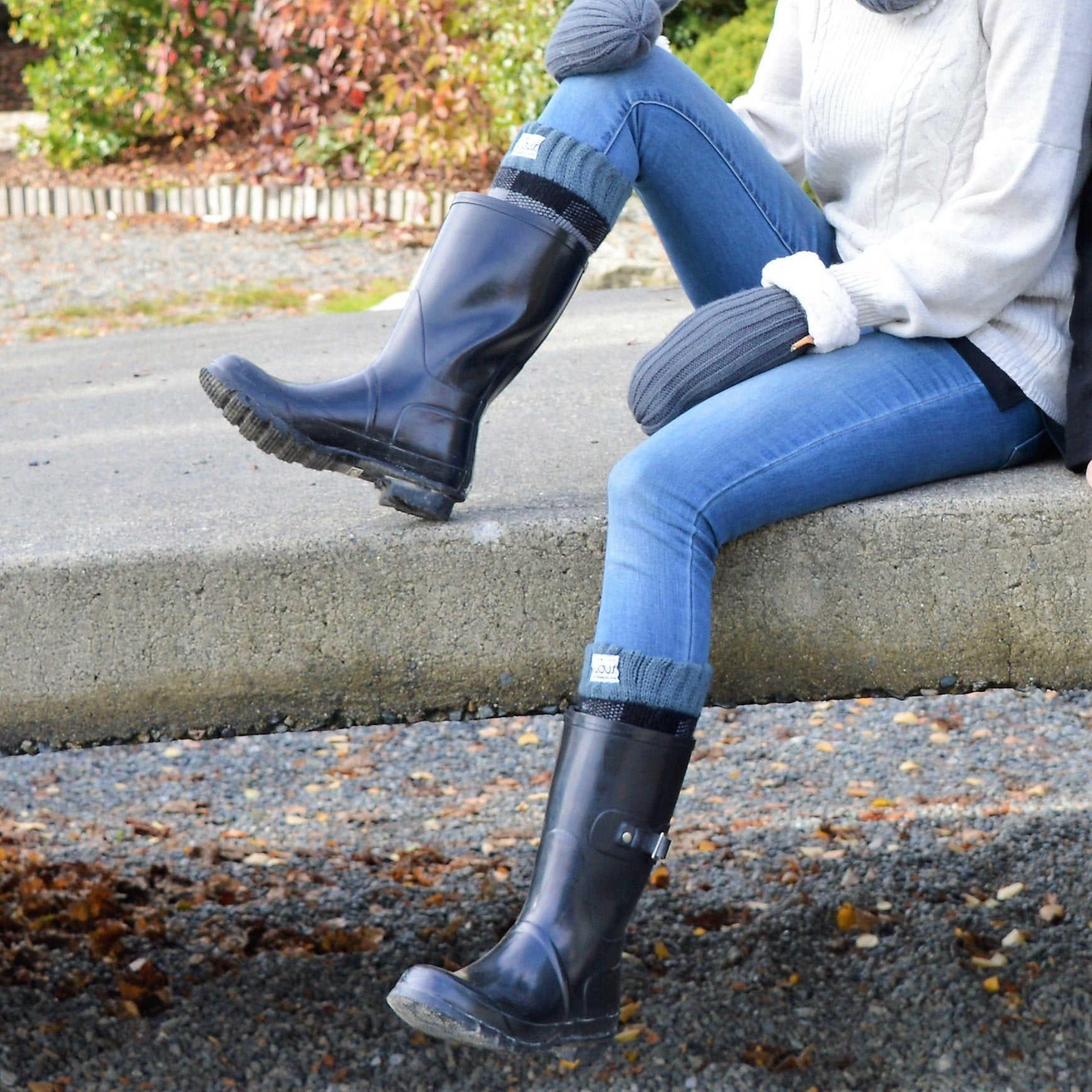 Pudus Women's Warm Tall Boot Socks (W 6-10), Fleece-Lined Knee High Winter Socks (Perfect Thermal Socks, Rain Boot Socks and Hiking Socks) Boot Sock Lumberjack Grey Adult Tall