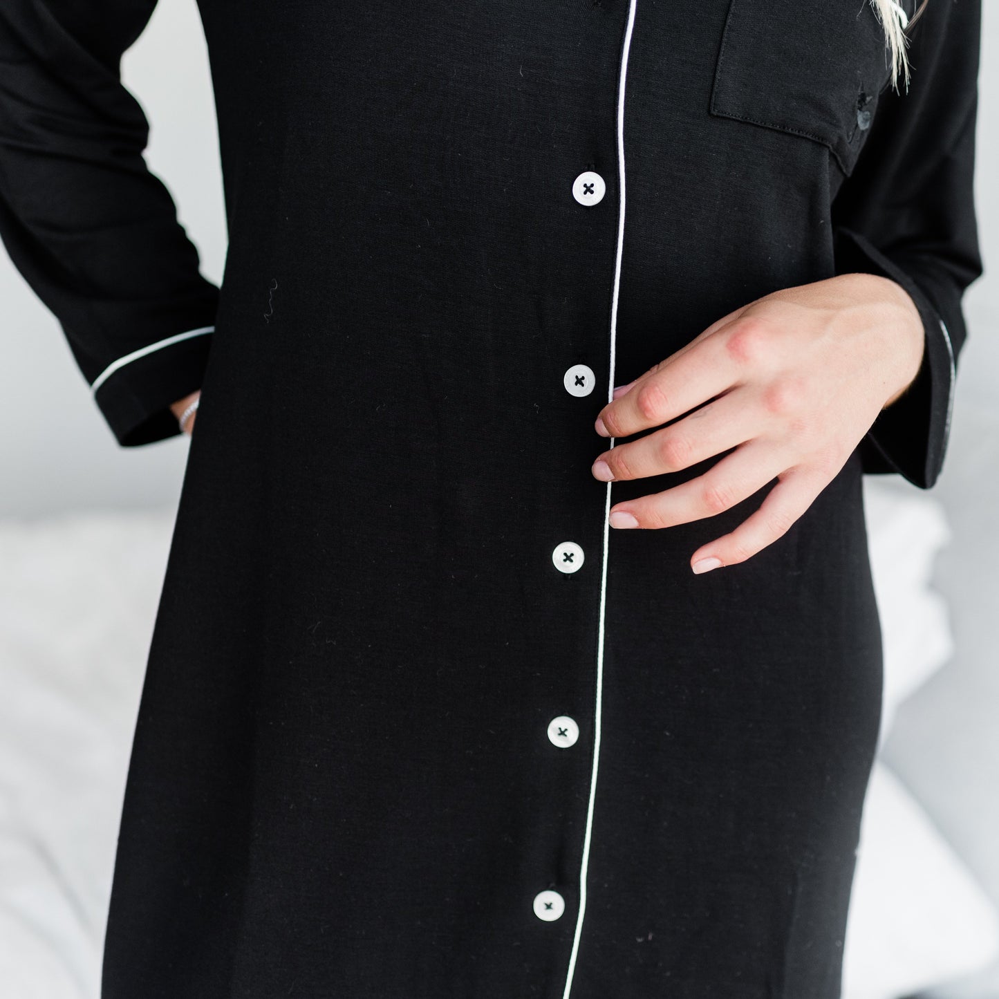 Gracie Sleep Shirt Dress | Black