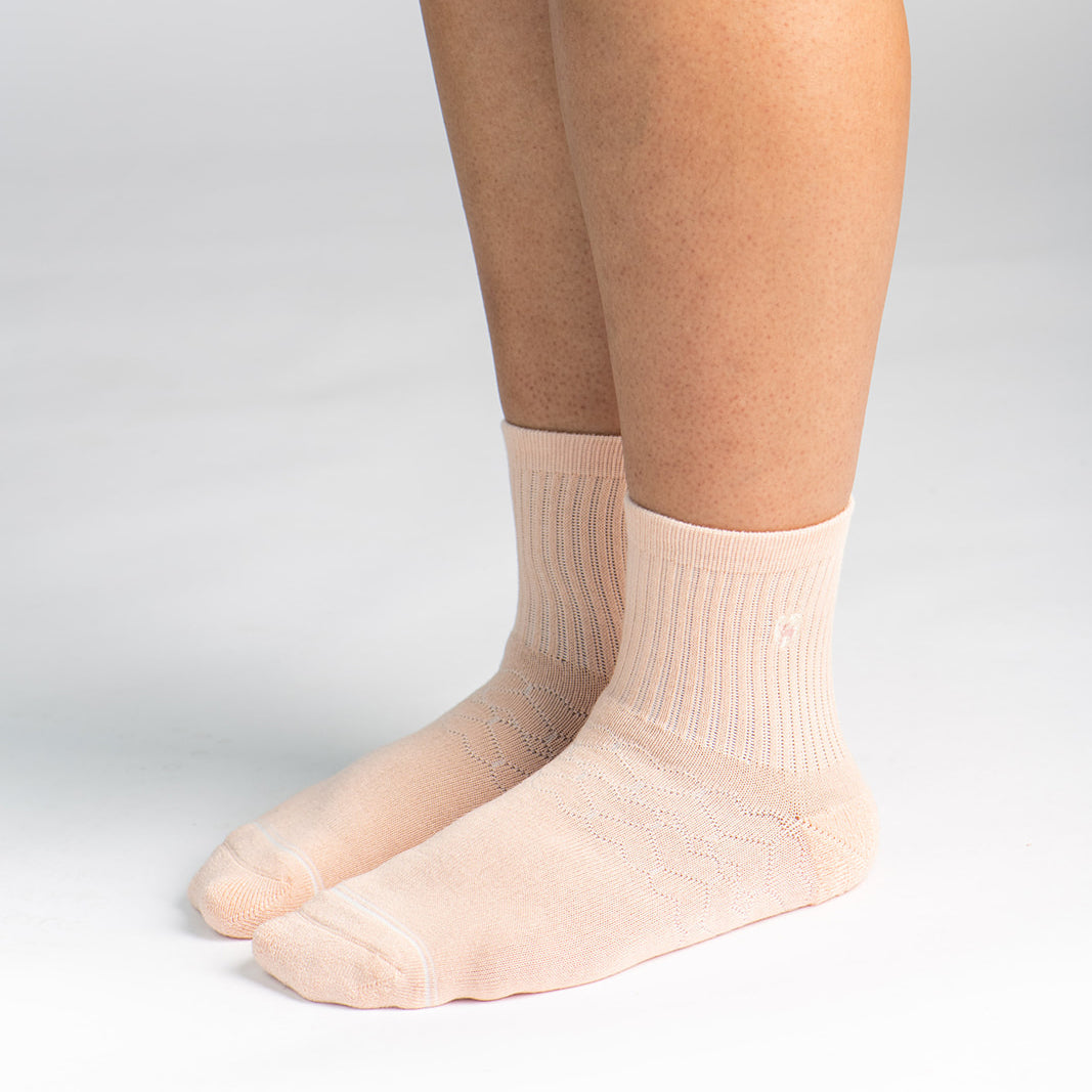 Bamboo Socks | Uptown Quarter Crew | Aurora Apricot