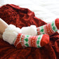 Pudus Cozy Winter Slipper Socks for Women and Men with Non-Slip Grippers and Faux Fur Sherpa Fleece - Adult Regular Fuzzy Socks I ♡ Christmas - Classic Slipper Sock
