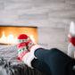 Pudus Cozy Winter Slipper Socks for Women and Men with Non-Slip Grippers and Faux Fur Sherpa Fleece - Adult Regular Fuzzy Socks I ♡ Christmas - Classic Slipper Sock