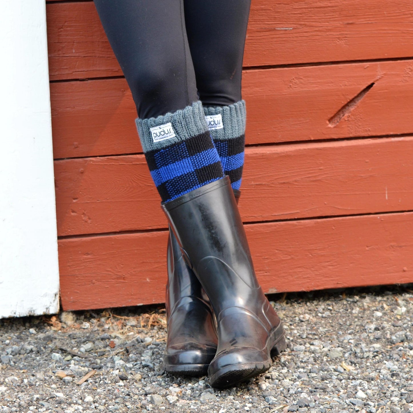Pudus Women's Warm Tall Boot Socks (W 6-10), Fleece-Lined Knee High Winter Socks (Perfect Thermal Socks, Rain Boot Socks and Hiking Socks) Boot Sock Lumberjack Blue Adult Tall