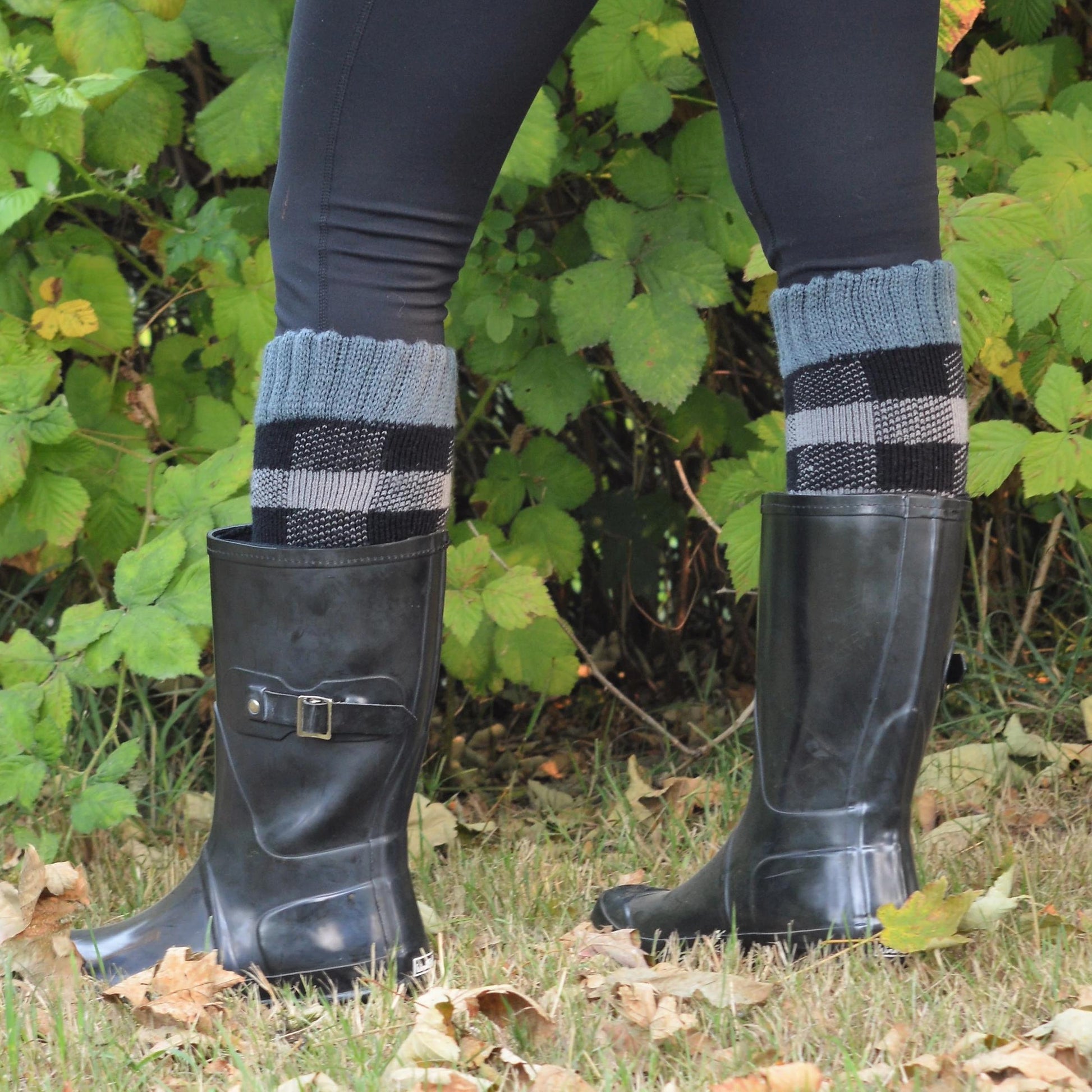Pudus Women's Warm Tall Boot Socks (W 6-10), Fleece-Lined Knee High Winter Socks (Perfect Thermal Socks, Rain Boot Socks and Hiking Socks) Boot Sock Lumberjack Grey Adult Tall