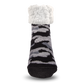Pudus Cozy Winter Slipper Socks for Women and Men with Non-Slip Grippers and Faux Fur Sherpa Fleece - Adult Regular Fuzzy Socks Camo Grey - Classic Slipper Sock