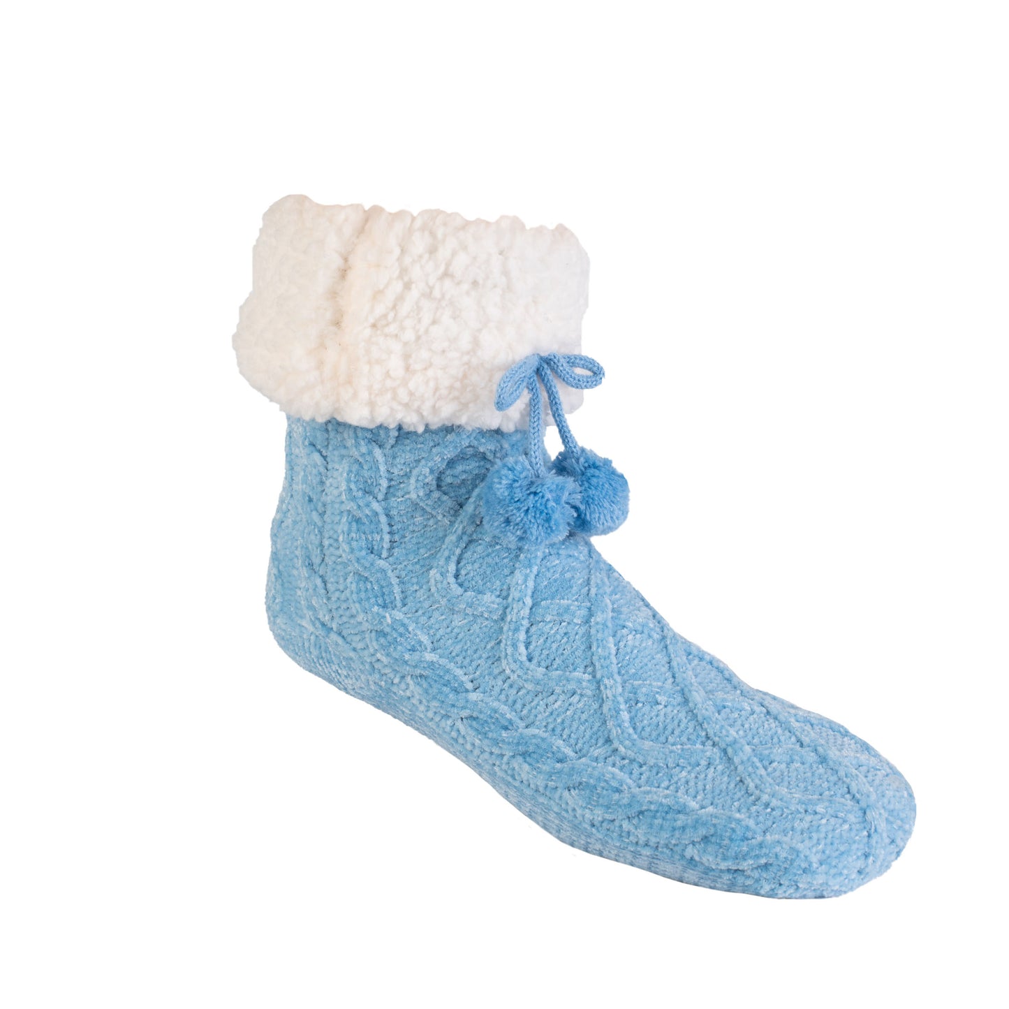 Chenille Cable Knit Airey Blue - Classic Slipper Sock