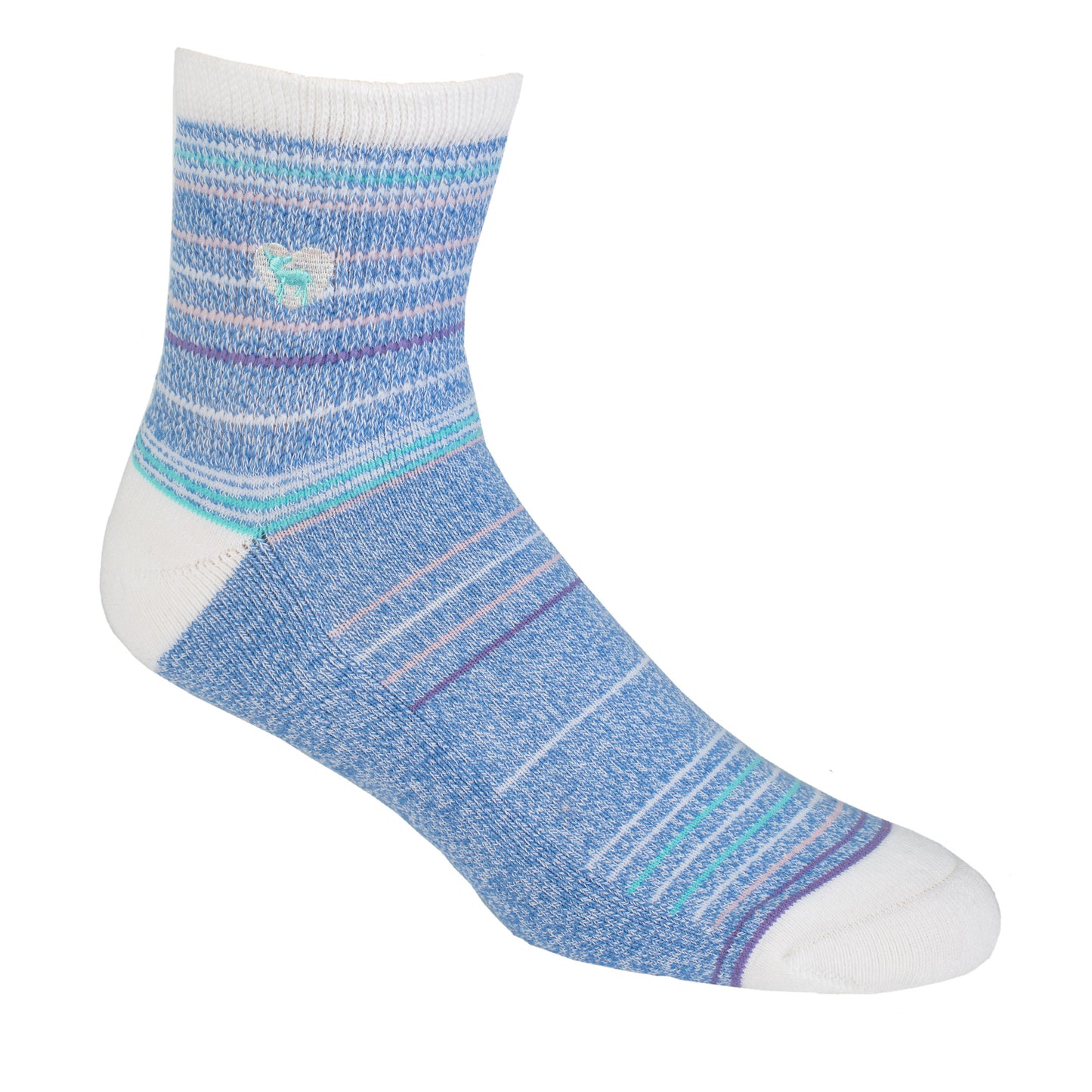 Seaside Blue - Cushioned Quarter Crew Socks