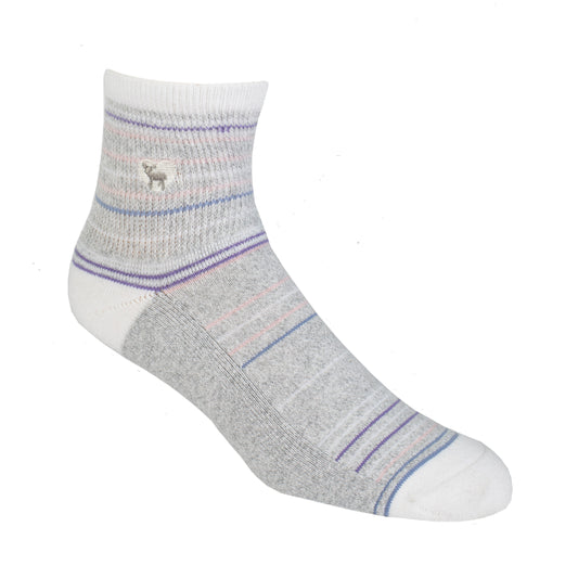 Seaside Grey - Cushioned Quarter Crew Socks