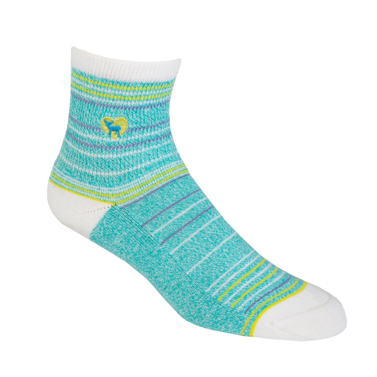 Seaside Peacock - Cushioned Quarter Crew Socks