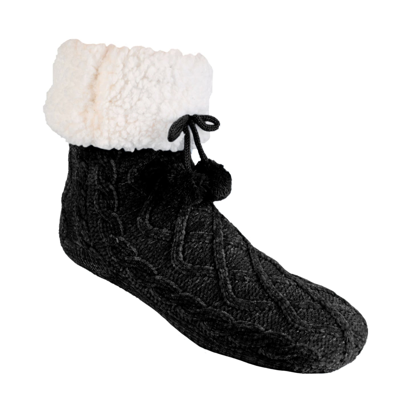 Chenille Knit Black - Recycled Slipper Socks