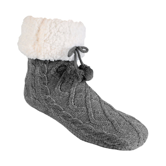 Chenille Knit Charcoal - Recycled Slipper Socks