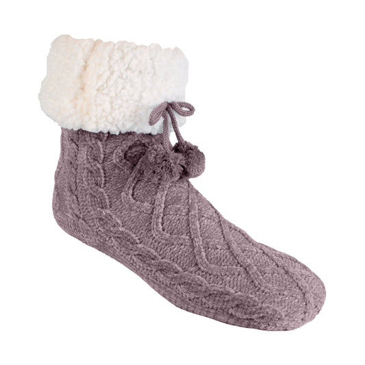 Chenille Knit Elderberry - Recycled Slipper Socks