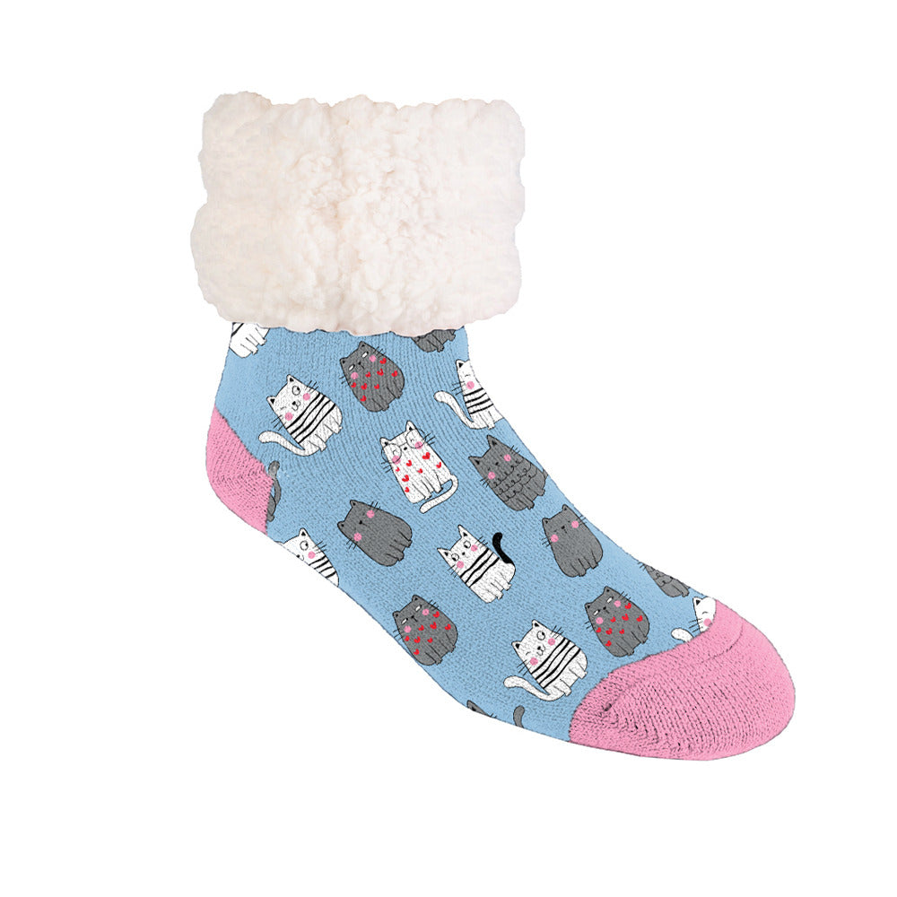 City Cat Iceblue - Recycled Slipper Socks