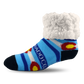 Pudus Cozy Winter Slipper Socks for Women and Men with Non-Slip Grippers and Faux Fur Sherpa Fleece - Adult Regular Fuzzy Socks Colorado Black - Classic Slipper Sock