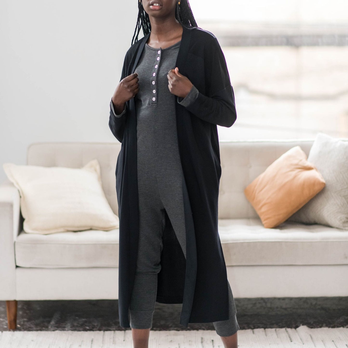 Charlotte Henley Jumpsuit | Charcoal