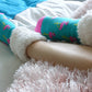 Pudus Cozy Winter Slipper Socks for Women and Men with Non-Slip Grippers and Faux Fur Sherpa Fleece - Adult Regular Fuzzy Socks Crabs - Flamingo - Classic Slipper Sock